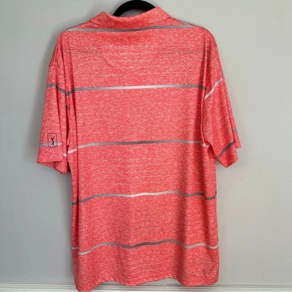 PGA Tour Men’s Short Sleeve Salmon with Silver Stripes Golf Polo Size XL GUC - Picture 9 of 9